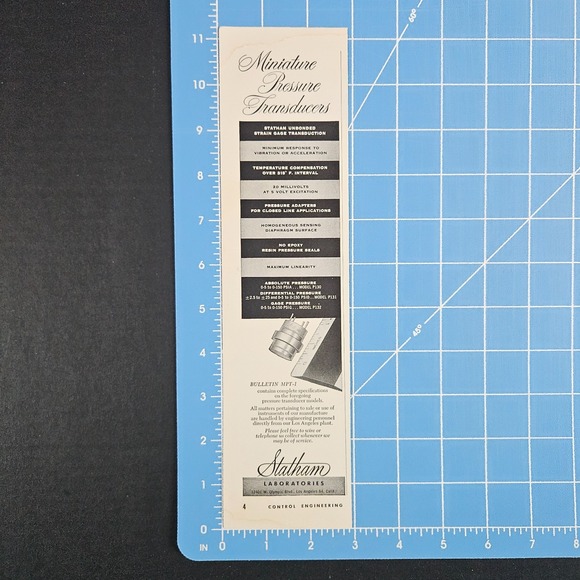 1956 Statham Laboratories Miniature Pressure Gage Transducers Vintage Print Ad - Picture 6 of 6